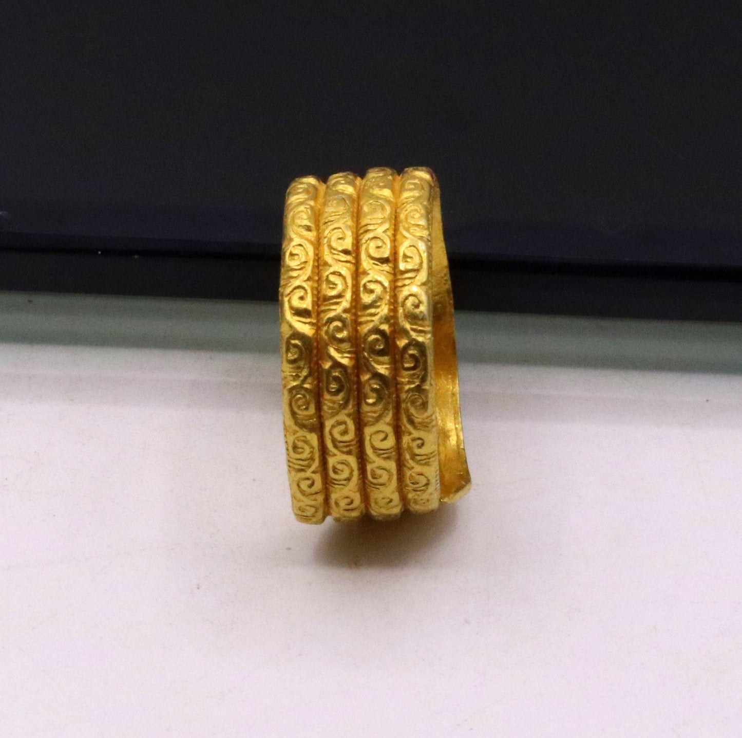 Vintage 22k carat yellow gold handmade unique traditional design ring band indian tribal unisex jewelry without stone - TRIBAL ORNAMENTS