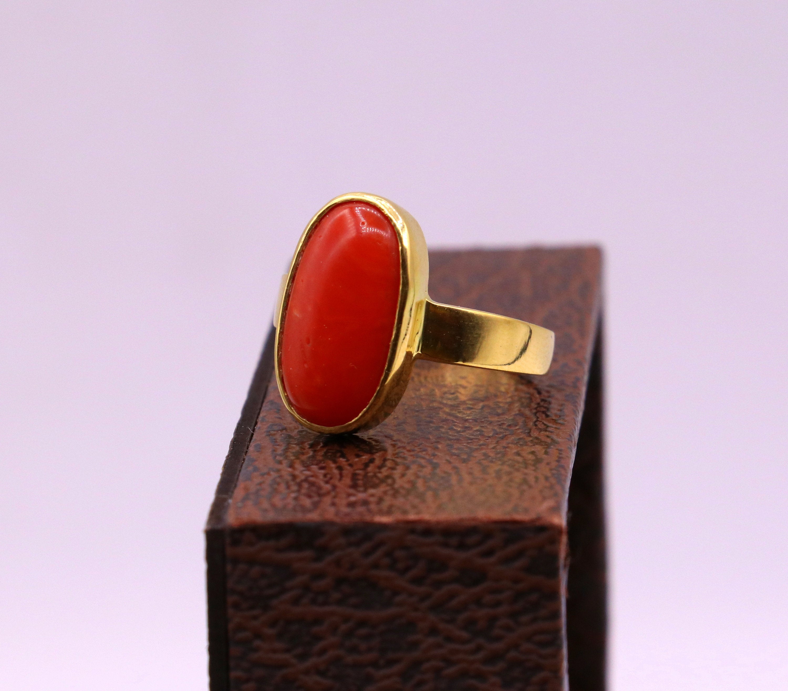 Takshila Gems Natural Red Coral Ring for Men and Women in Panchdhatu  Adjustable Ring Lab Certified Moonga Stone Ring (6.25 Ratti / 5.62 Carat) Stone  Coral Gold Plated Ring Price in India -