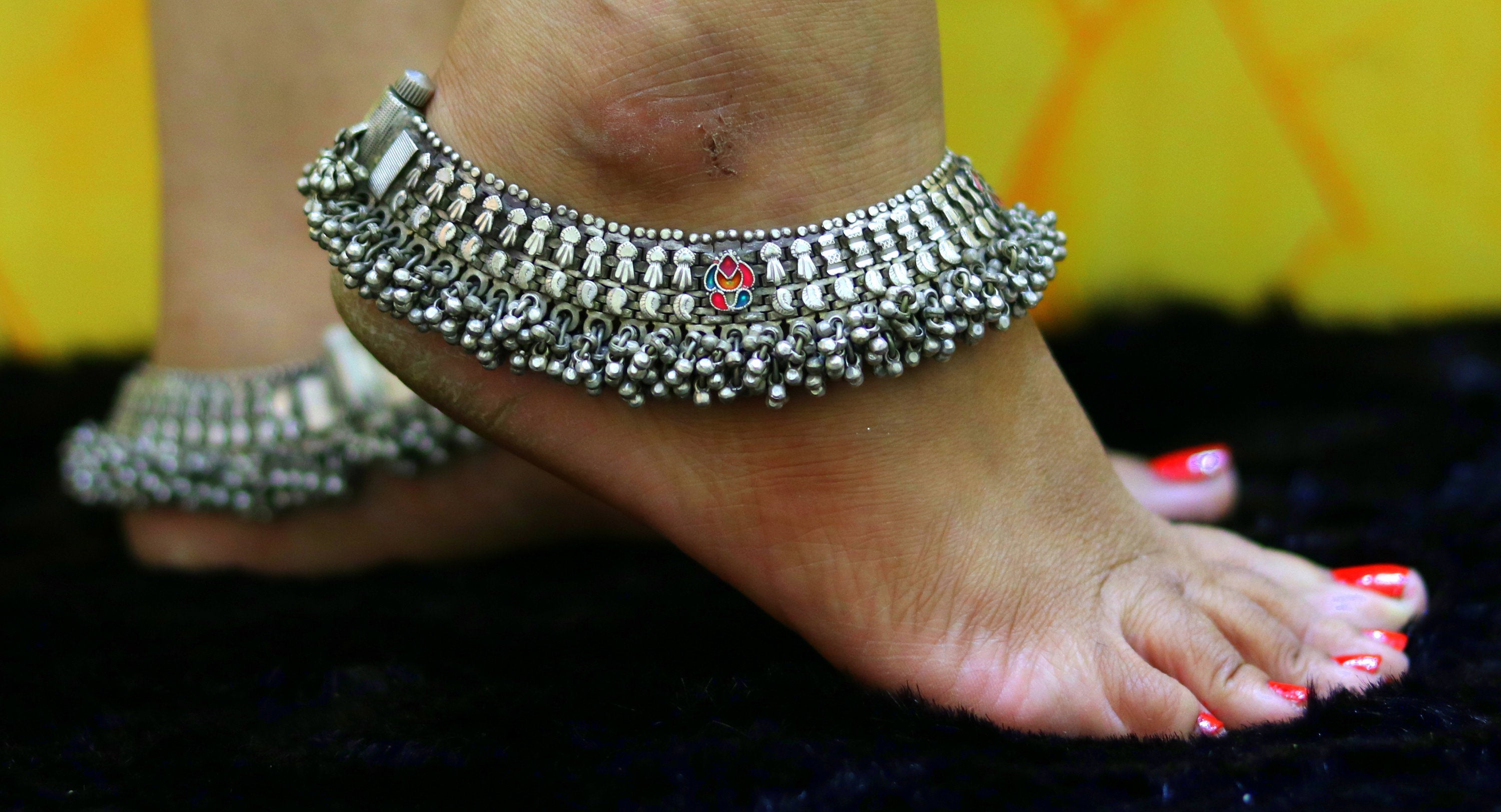 Real silver sale indian anklets