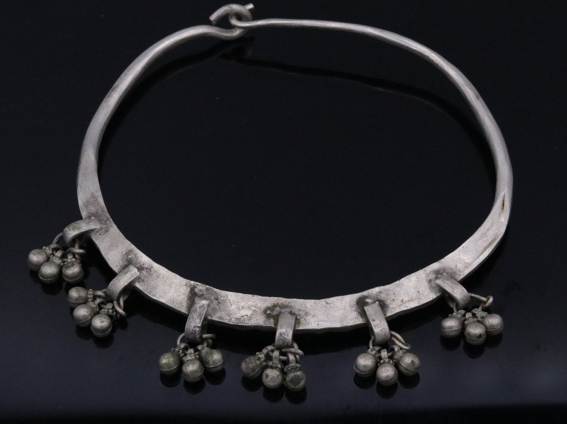 Vintage antique solid silver old baby necklace silver choker necklace ethnic tribal jewelry from Rajasthan india  osn10 - TRIBAL ORNAMENTS
