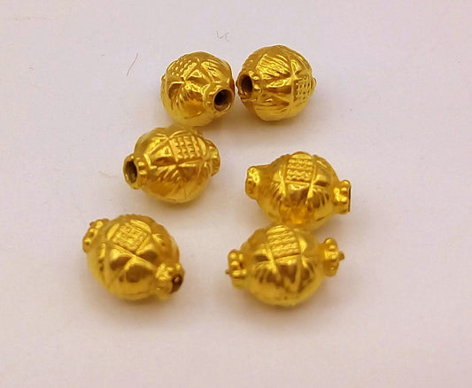 Vintage antique handmade loose beads traditional designer 22k yellow gold 6 beads or ball for custom jewelry making - TRIBAL ORNAMENTS