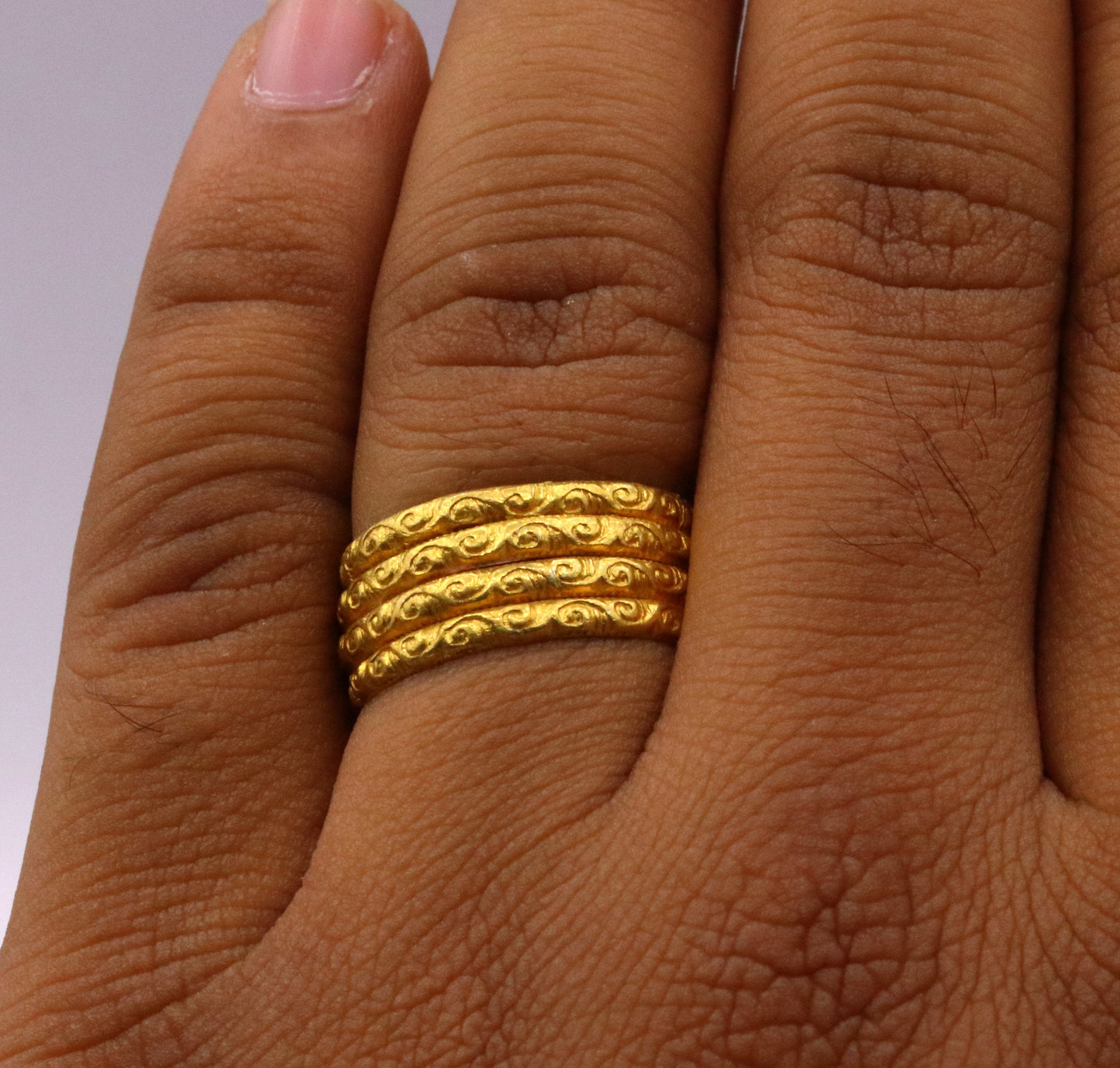 Vintage 22k carat yellow gold handmade unique traditional design ring band indian tribal unisex jewelry without stone - TRIBAL ORNAMENTS