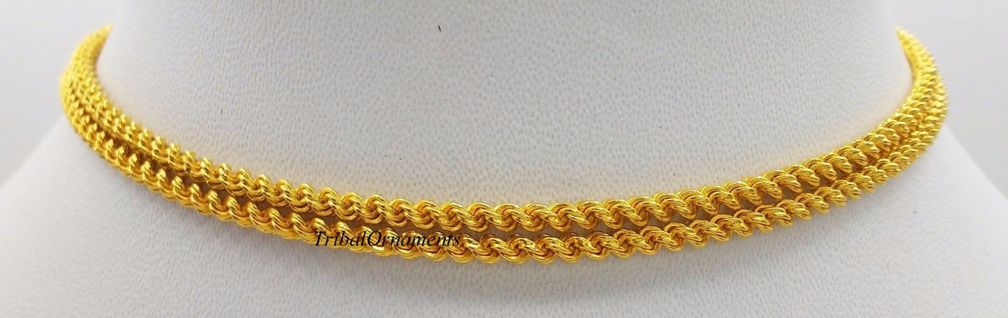 22k yellow gold Traditional design handmade fabulous rope chain 22 inches 2.5 mm twisted rope chain unisex jewelry - TRIBAL ORNAMENTS