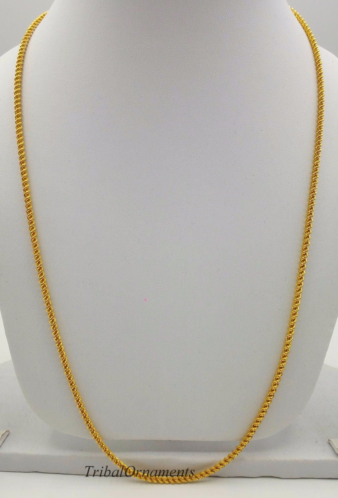 22k yellow gold Traditional design handmade fabulous rope chain 22 inches 2.5 mm twisted rope chain unisex jewelry - TRIBAL ORNAMENTS