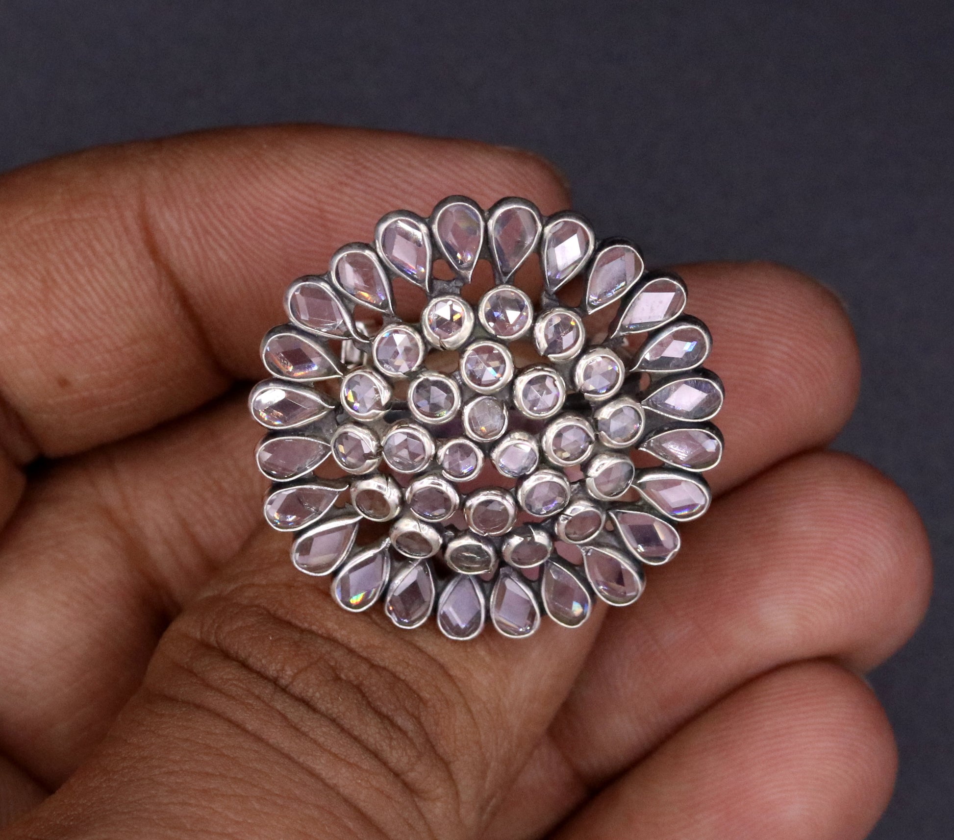 traditional design handmade 925 silver beautiful ring with gorgeous AD stone fabulous adjustable tribal ring jewelry !!sr32 - TRIBAL ORNAMENTS