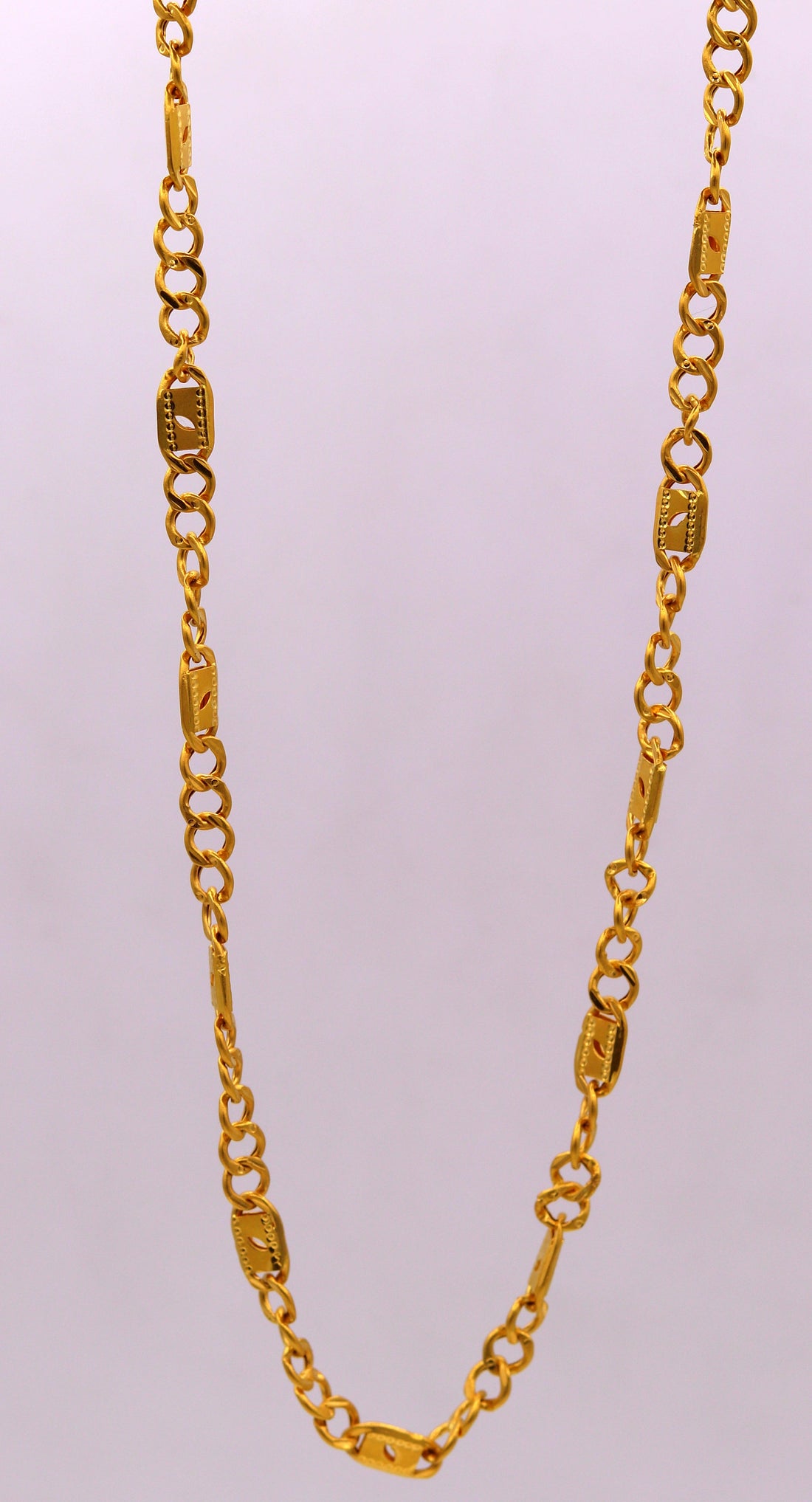 22k yellow gold handmade 18 inches link figaro chain men's women's unisex necklace gorgeous nawabi chain desigh - TRIBAL ORNAMENTS