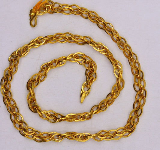 22k 22carat yellow gold handmade excellent 20 inches multi link chain unisex gifting chain necklace - TRIBAL ORNAMENTS