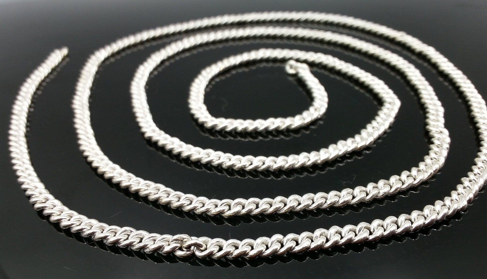 30 inches long solid silver handmade belly chain necklace chain link chain fabulous jewelry for belly dance - TRIBAL ORNAMENTS