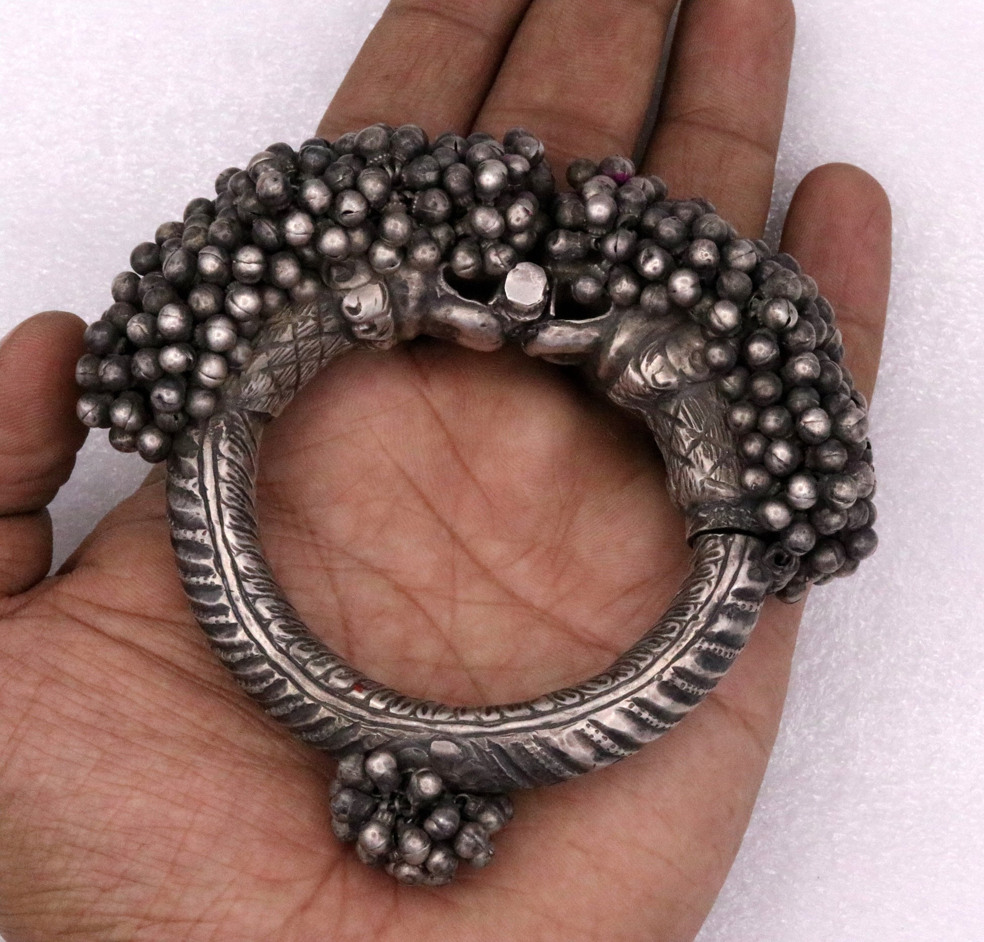 Vintage Original antique worn old silver bangle bracelet unique design rare indian tribal women's jewelry for belly dnace/ghoomar dance cb02 - TRIBAL ORNAMENTS