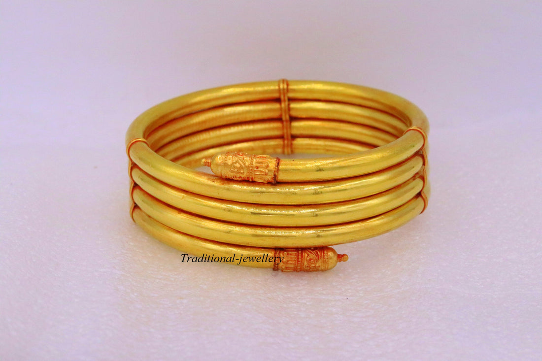 22 karat yellow gold handmade fabulous armlet indian tribal Arm bangle bracelet antique design women's jewelry ba137 - TRIBAL ORNAMENTS