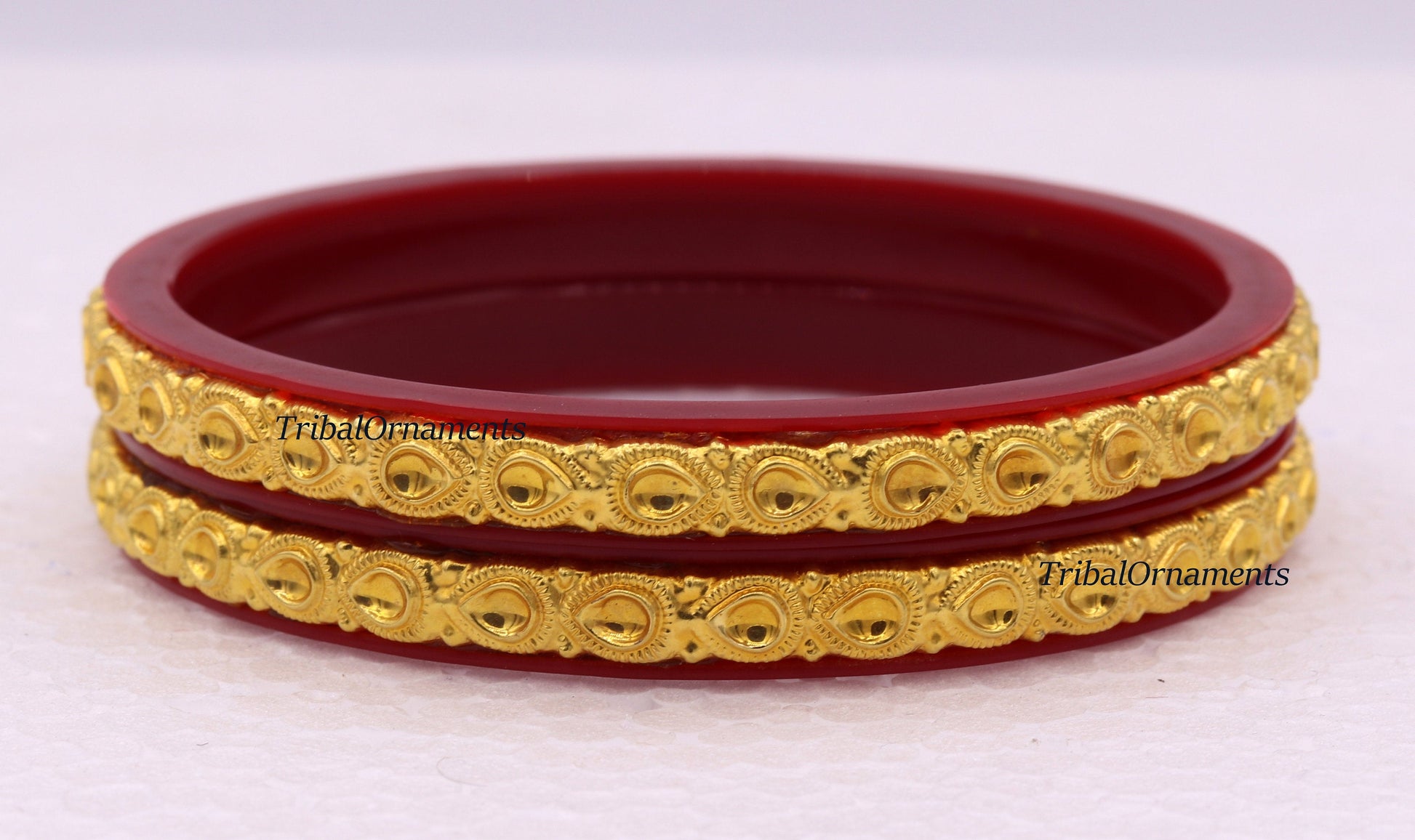 Vintage 22k yellow gold handmade traditional tussi pattern design antique tribal women's bangle kangan bracelet form rajasthan india - TRIBAL ORNAMENTS