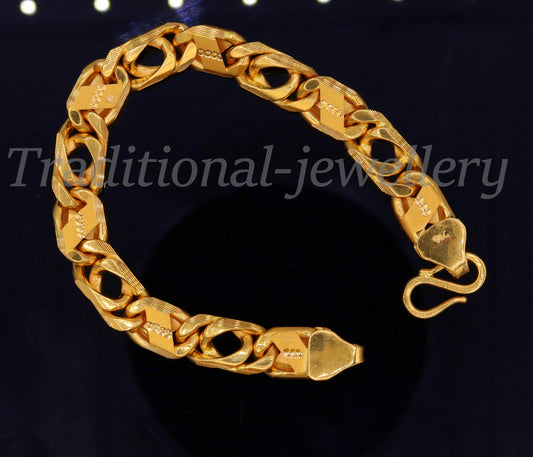 Traditional navabi chain style 22kt yellow gold handmade fabulous men's bracelet gifting jewelry - TRIBAL ORNAMENTS