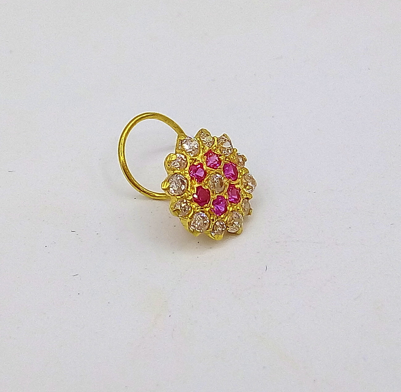 18k yellow gold handmade fabulous cubic zircon stone nose pin excellent antique vintage design tribal jewelry - TRIBAL ORNAMENTS