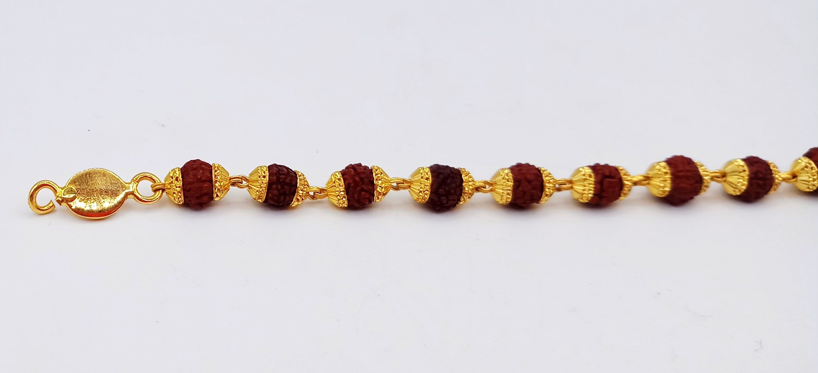 5 Mukhi Rudraksha Bracelet In Designer Gold Plated Metal 1 Pc   Numeroastro