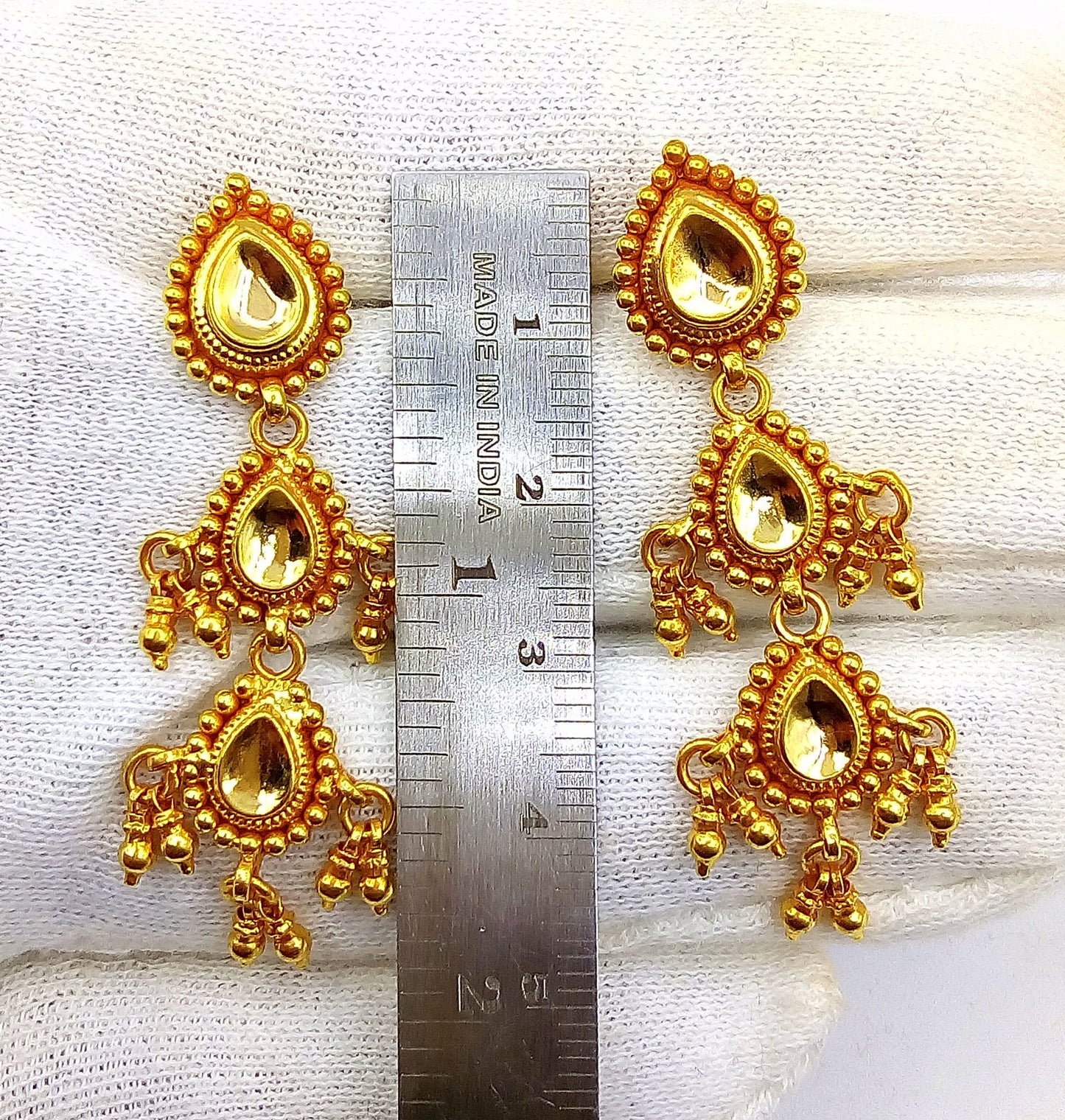 Vintage antique fabulous 22karat yellow gold handmade tussi designer earrings women's tribal jewelry from rajasthan India - TRIBAL ORNAMENTS