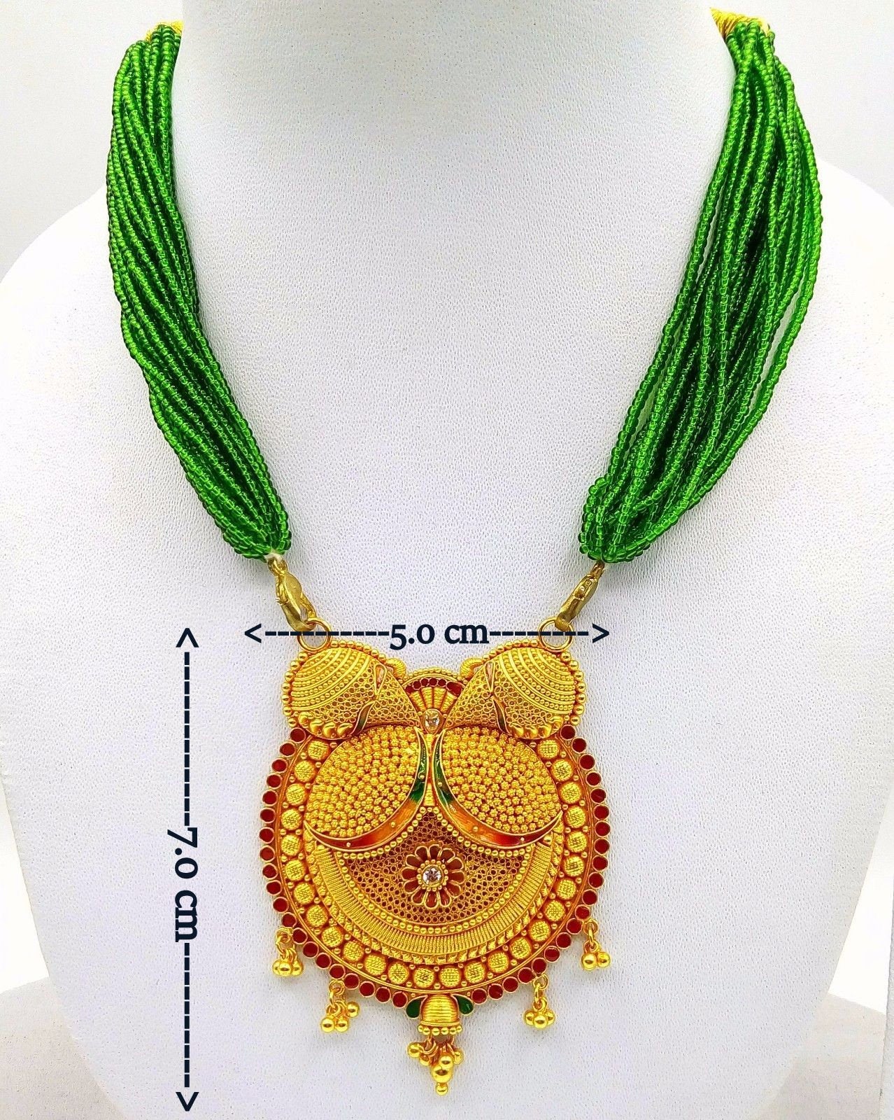 Vintage antique handmade 22k yellow gold filigree work fabulous pendant necklace with awesome meenakari (color enamel ) design mangalsutra - TRIBAL ORNAMENTS