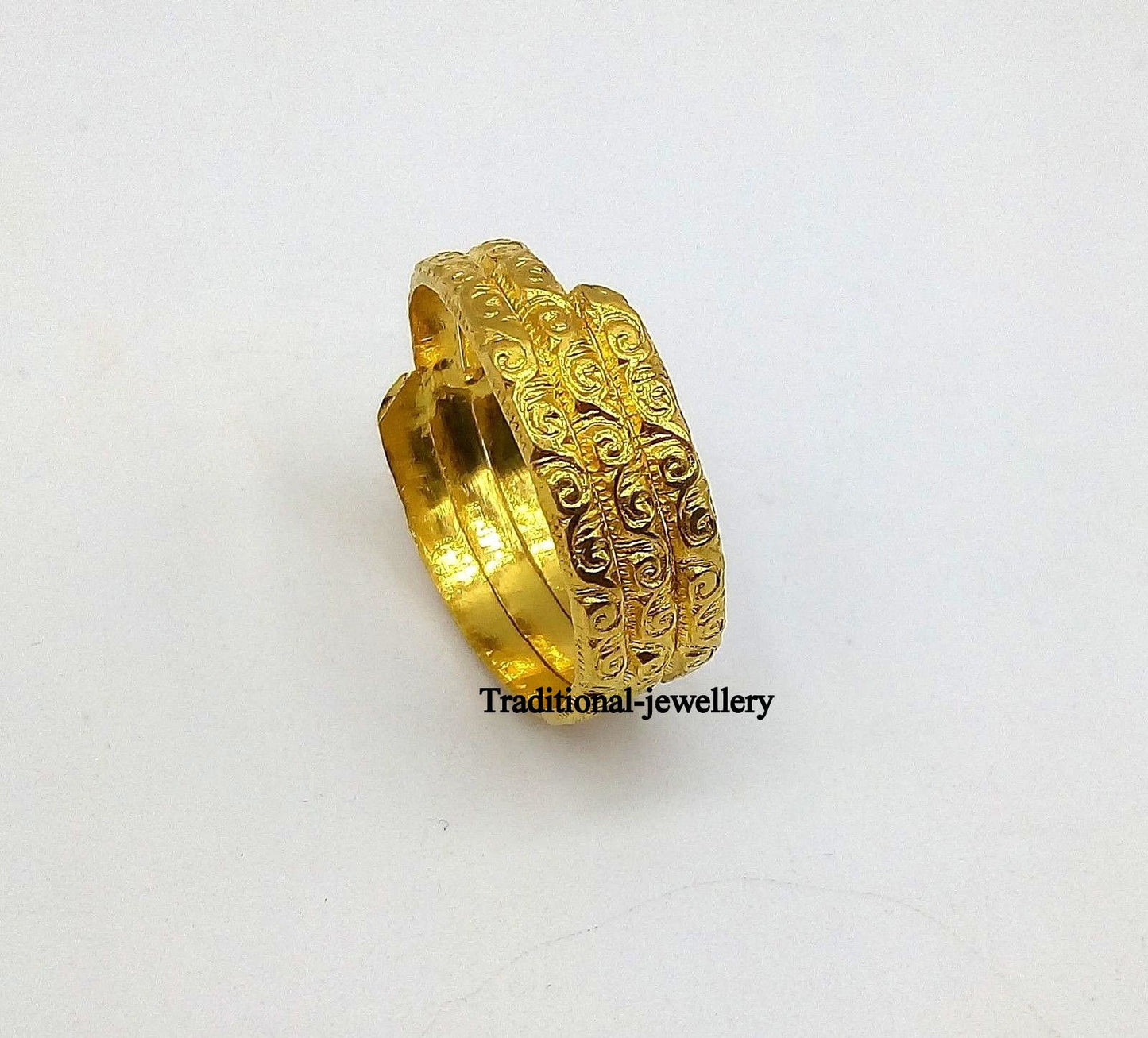 Vintage antique design 22k yellow gold handmade ring band fabulous indian tribal unisex jewelry - TRIBAL ORNAMENTS