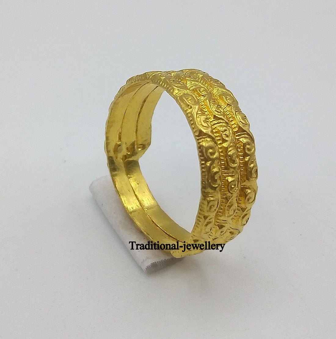 Vintage antique design 22k yellow gold handmade ring band fabulous indian tribal unisex jewelry - TRIBAL ORNAMENTS