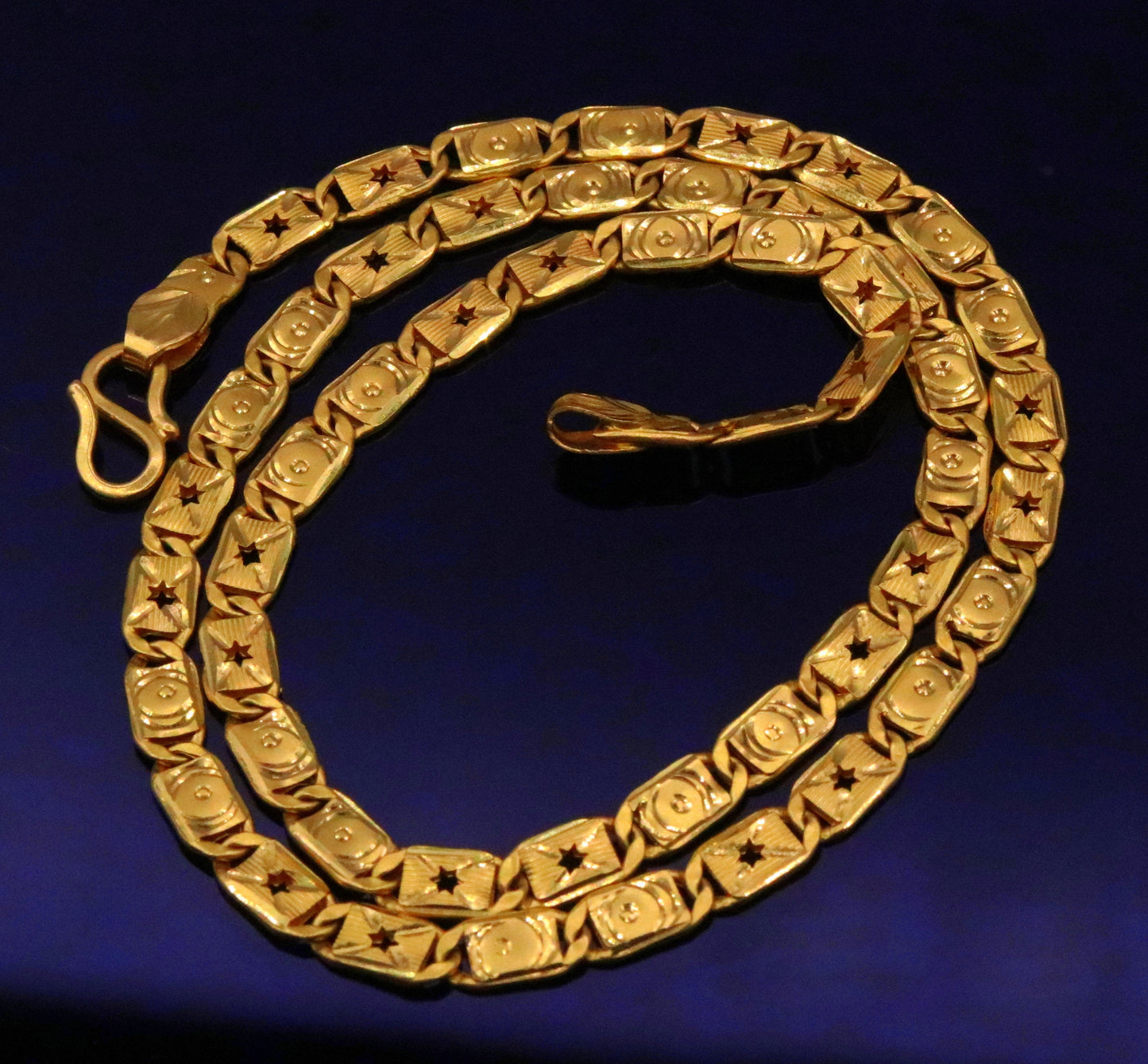 20 inches long handmade 22karat yellow gold 5 mm wide gold nawabi navabi necklace chain diamond cut design ch138 - TRIBAL ORNAMENTS
