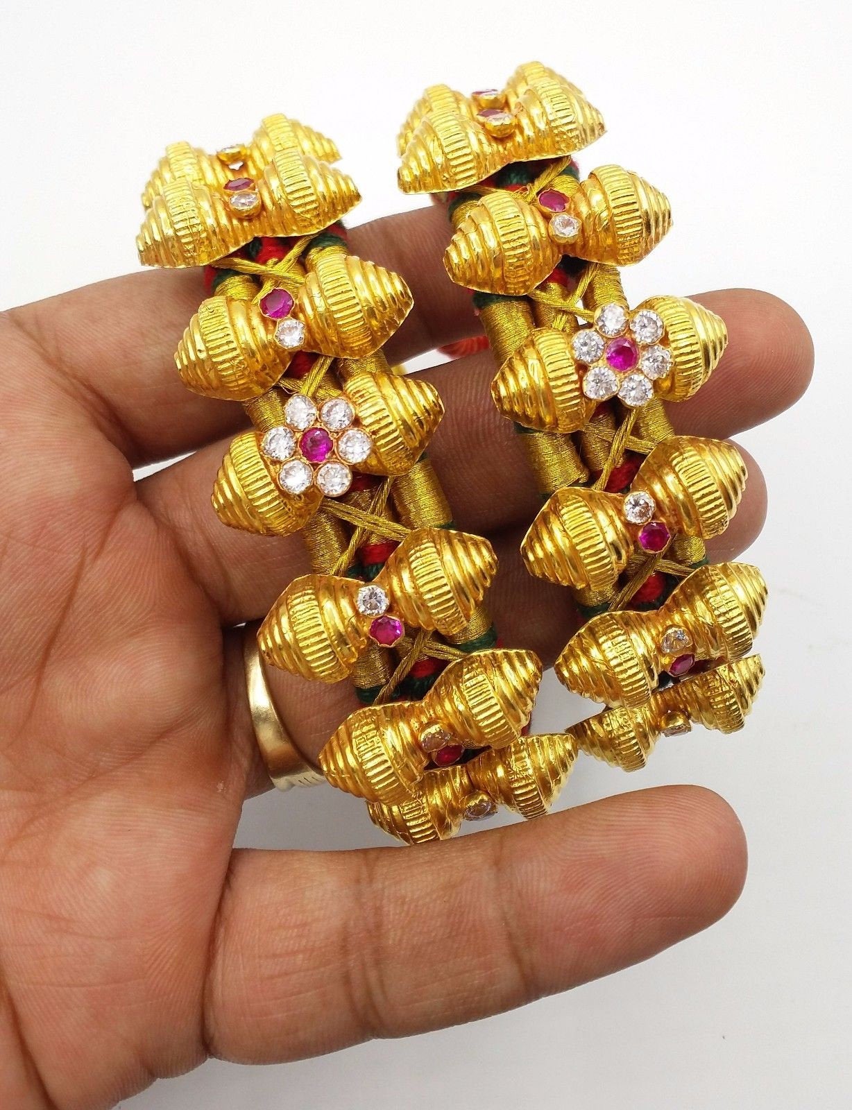 Vintage antique design handmade fabulous cuff bracelet 20 karat yellow gold tribal belly dance jewelry from rajasthan india - TRIBAL ORNAMENTS