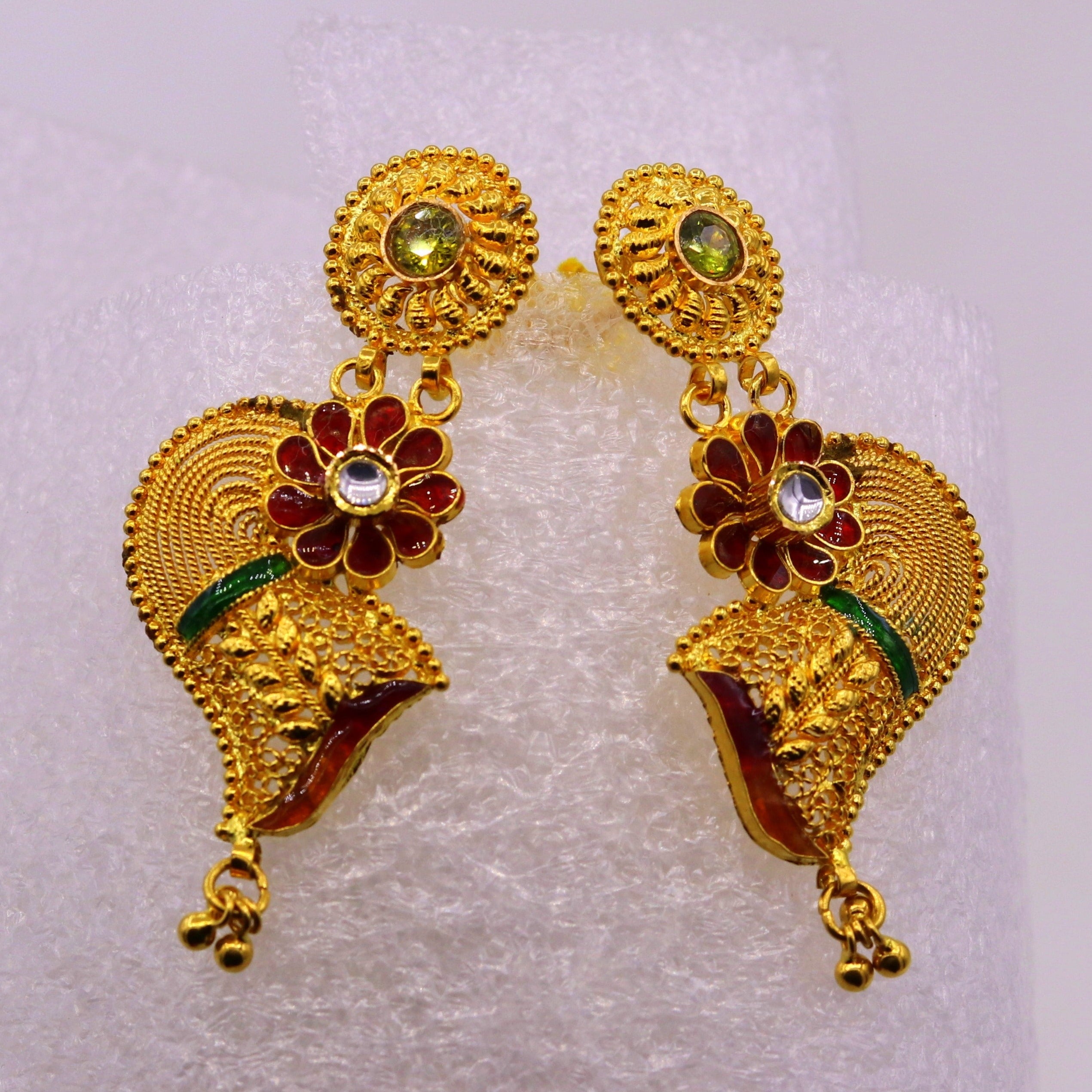 Modern charm Gold plated gemstone beaded handmade earrings at 1150  Azilaa