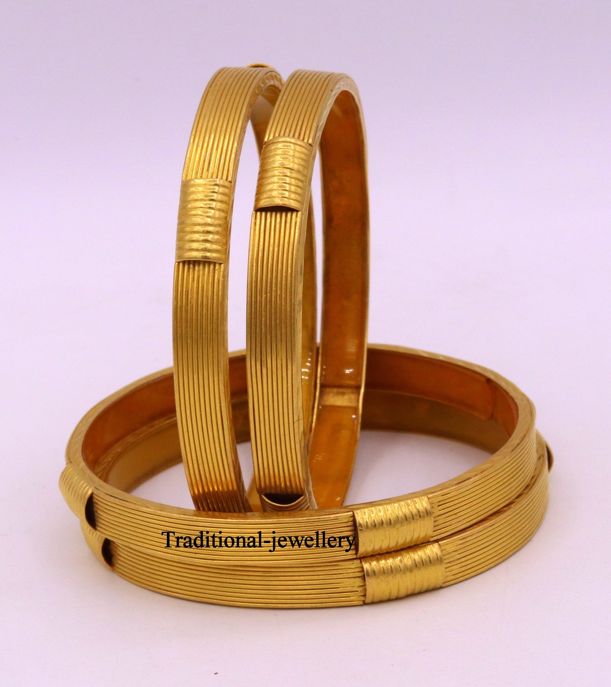 Vintage antique style handmade 22kt yellow gold bangle bracelet women's wedding anniversary jewelry - TRIBAL ORNAMENTS
