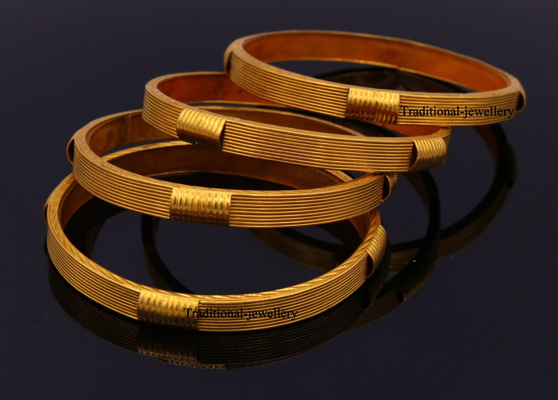Vintage antique style handmade 22kt yellow gold bangle bracelet women's wedding anniversary jewelry - TRIBAL ORNAMENTS