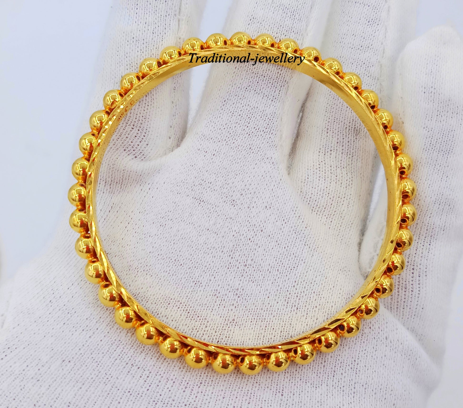 Vintage antique style handmade 22kt yellow gold bangle bracelet women's wedding anniversary Rajasthan kakan set jewelry - TRIBAL ORNAMENTS