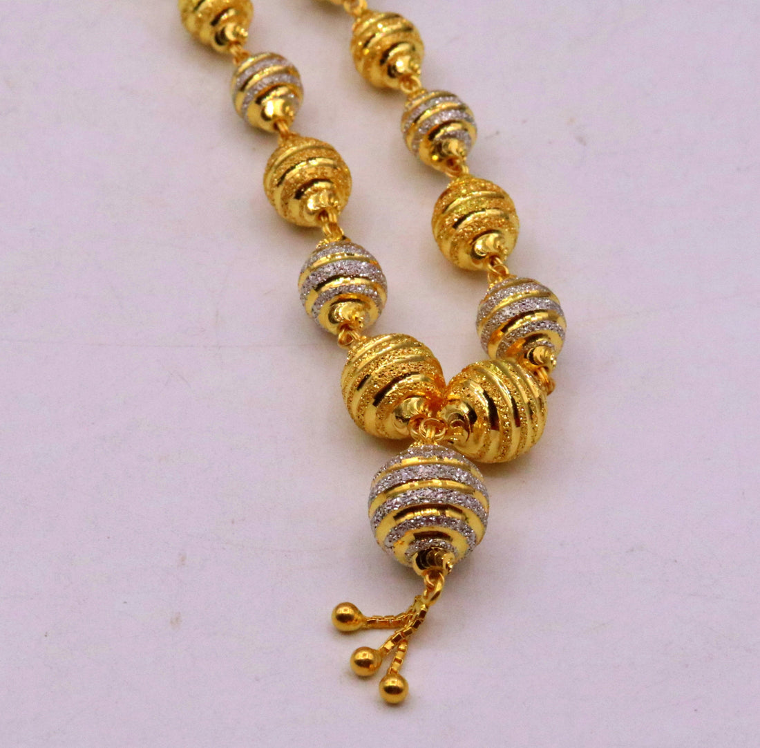 Vintage traditional jewelry handmade 22 karat gold beads necklace chain women's jewelry - TRIBAL ORNAMENTS