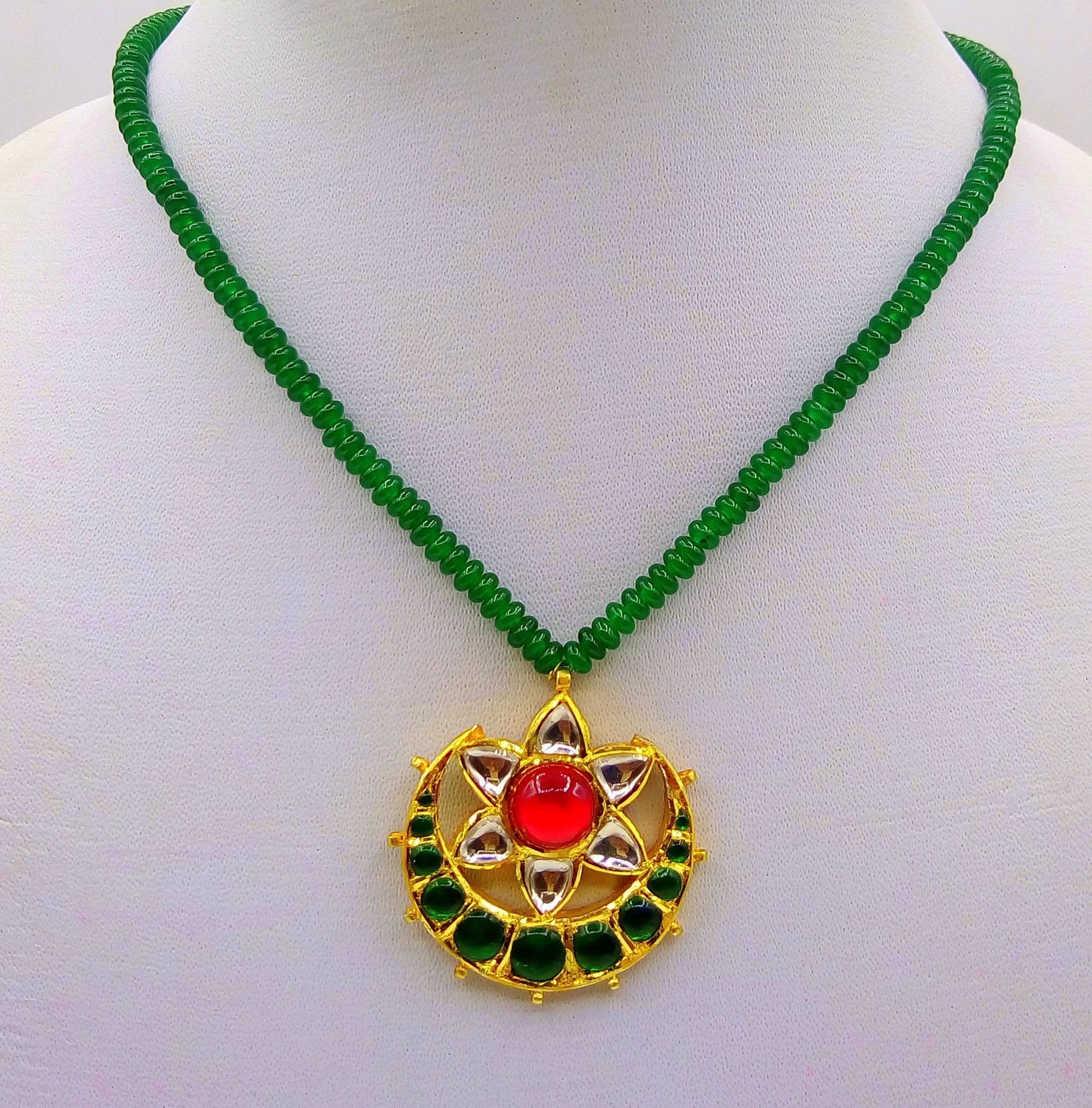 Vintage handmade 22kt yellow gold gorgeous kundan jadau pendant with fabulous color stone indian wedding pendant women's jewelry - TRIBAL ORNAMENTS