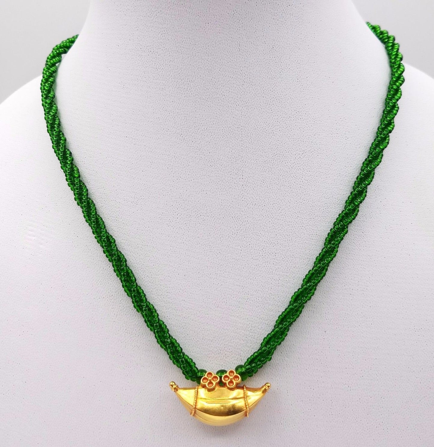 Vintage antique handmade 20k gold amulet pendant from rajasthan india fabulous pendant tribal jewelry with green color stone necklace - TRIBAL ORNAMENTS