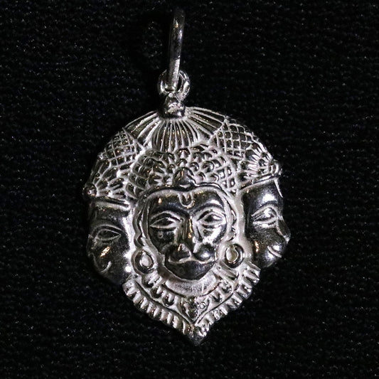 Solid silver handmade indian idol three face lord Hanumaan Bajarang bali pendant from rajasthan India god pendant locket jewelry snp02 - TRIBAL ORNAMENTS