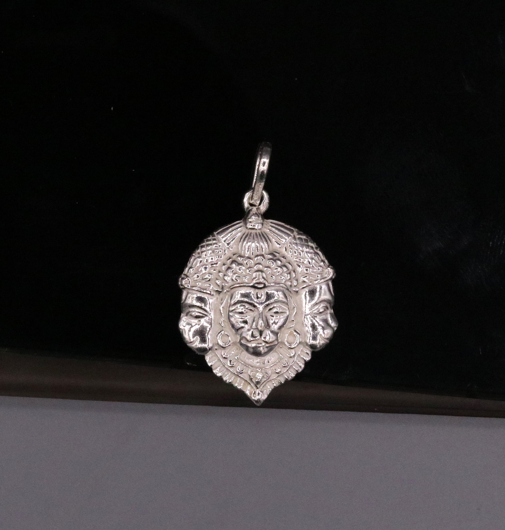 Solid silver handmade indian idol three face lord Hanumaan Bajarang bali pendant from rajasthan India god pendant locket jewelry snp02 - TRIBAL ORNAMENTS