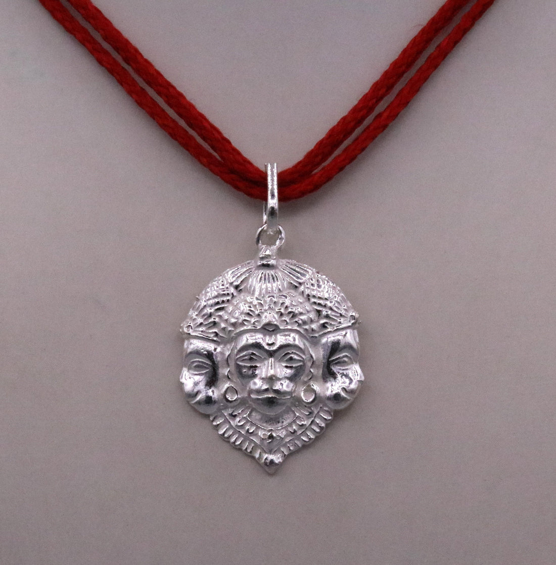 Solid silver handmade indian idol three face lord Hanumaan Bajarang bali pendant from rajasthan India god pendant locket jewelry snp02 - TRIBAL ORNAMENTS