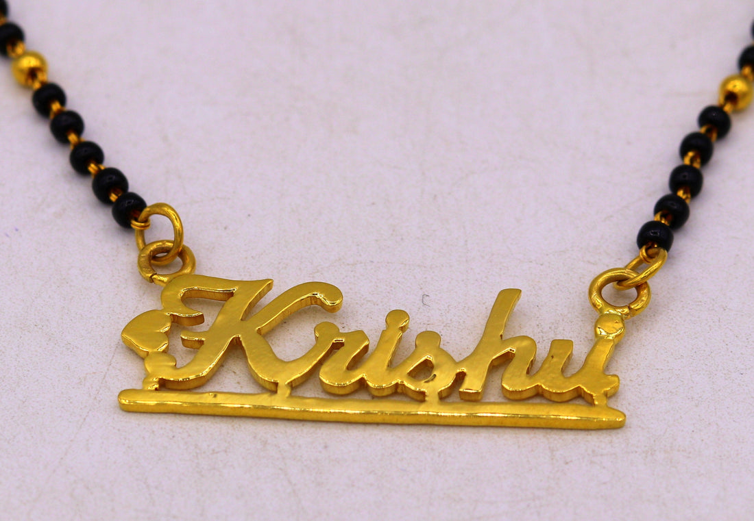 22k yellow gold handmade Solid Gold English Name Necklace Gold Name Necklace - Old English Necklace - Personalized Necklace - Gift for her - TRIBAL ORNAMENTS
