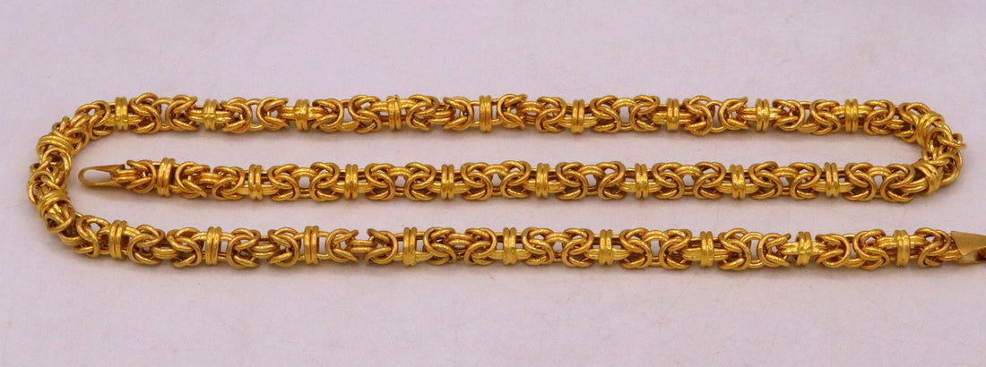 Certified 22kt yellow gold handmade fabulous byzantine amazing chain necklace unisex gifting jewelry from rajasthan india - TRIBAL ORNAMENTS