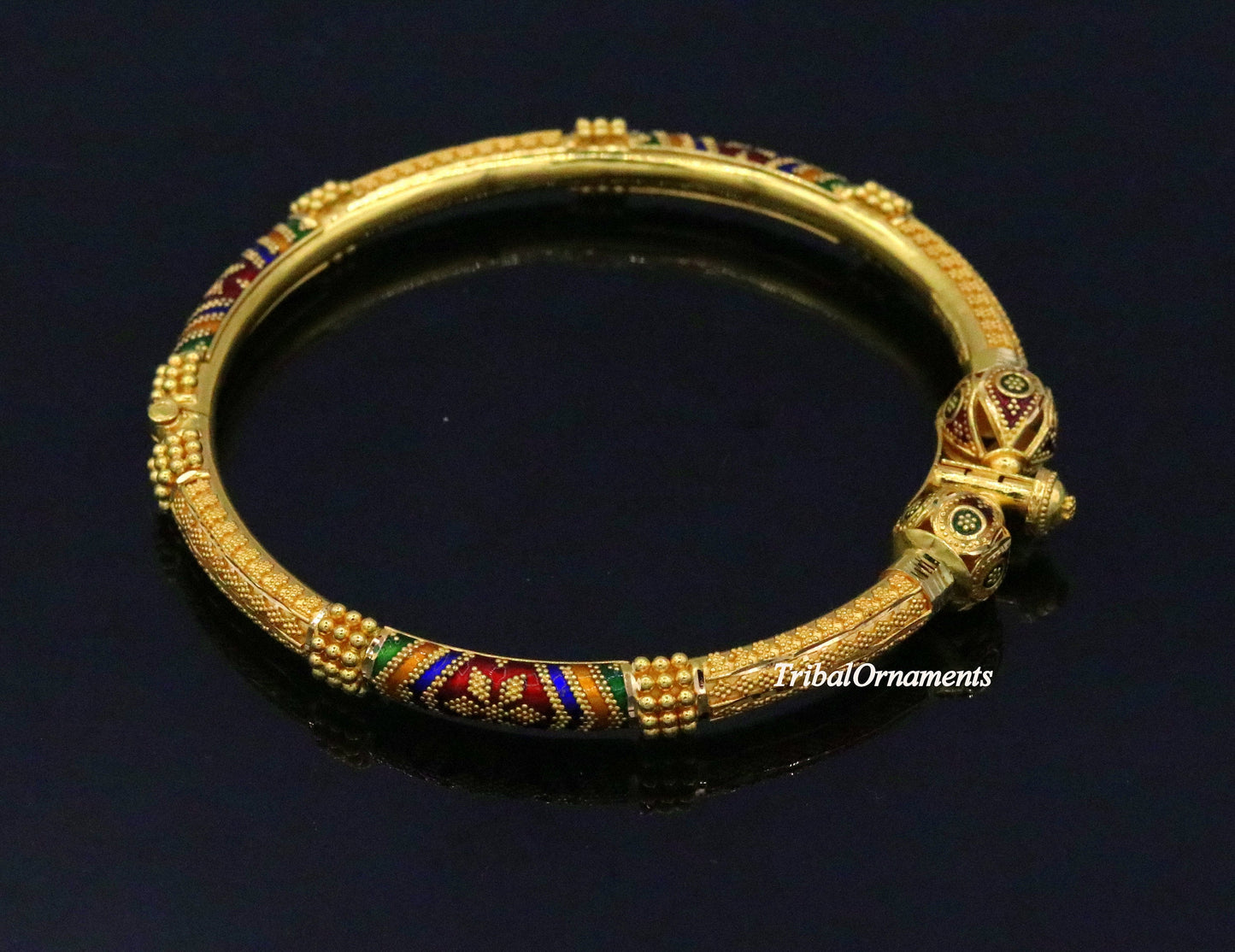 Vintage antique design handmade kada bangle 22kt yellow gold women's excellent jewelry From Rajasthan India - TRIBAL ORNAMENTS