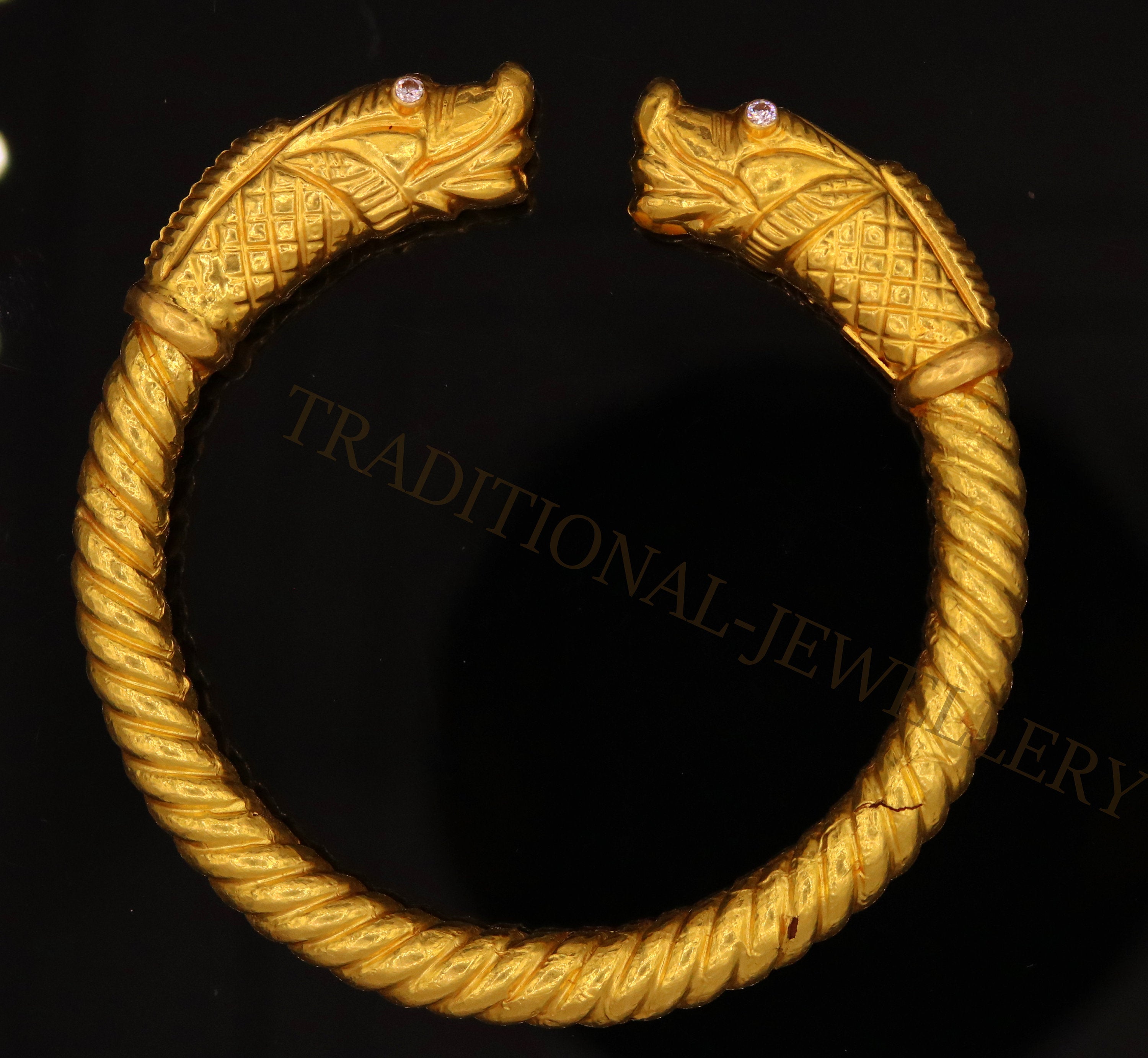 Traditional Gold Plated Antique Kada Bangle Bracelet For Ladies Online   Gehna Shop