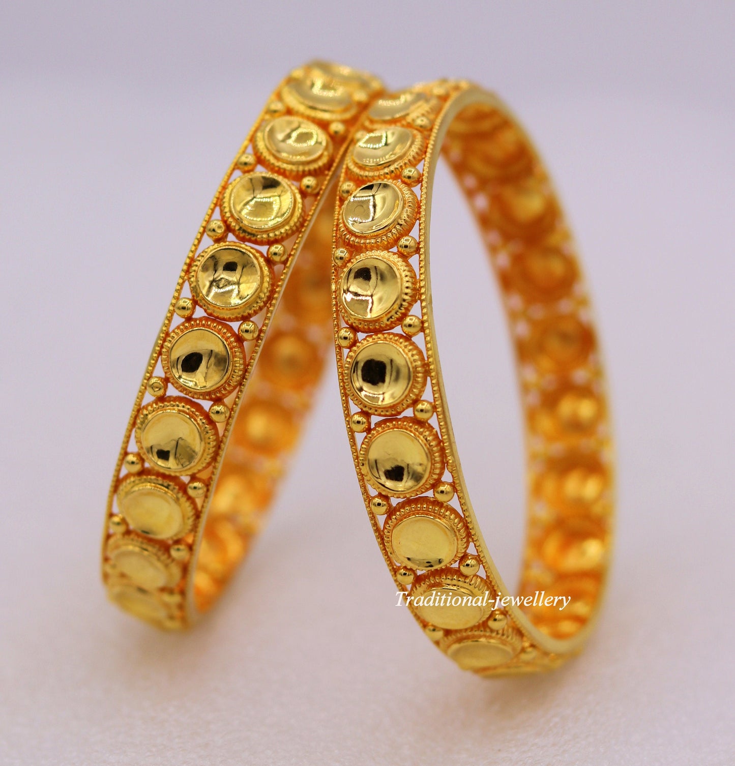 Vintage antique design handmade fabulous 22karat yellow gold bangle bracelet Indian tribal antique kangan set ba-36 - TRIBAL ORNAMENTS