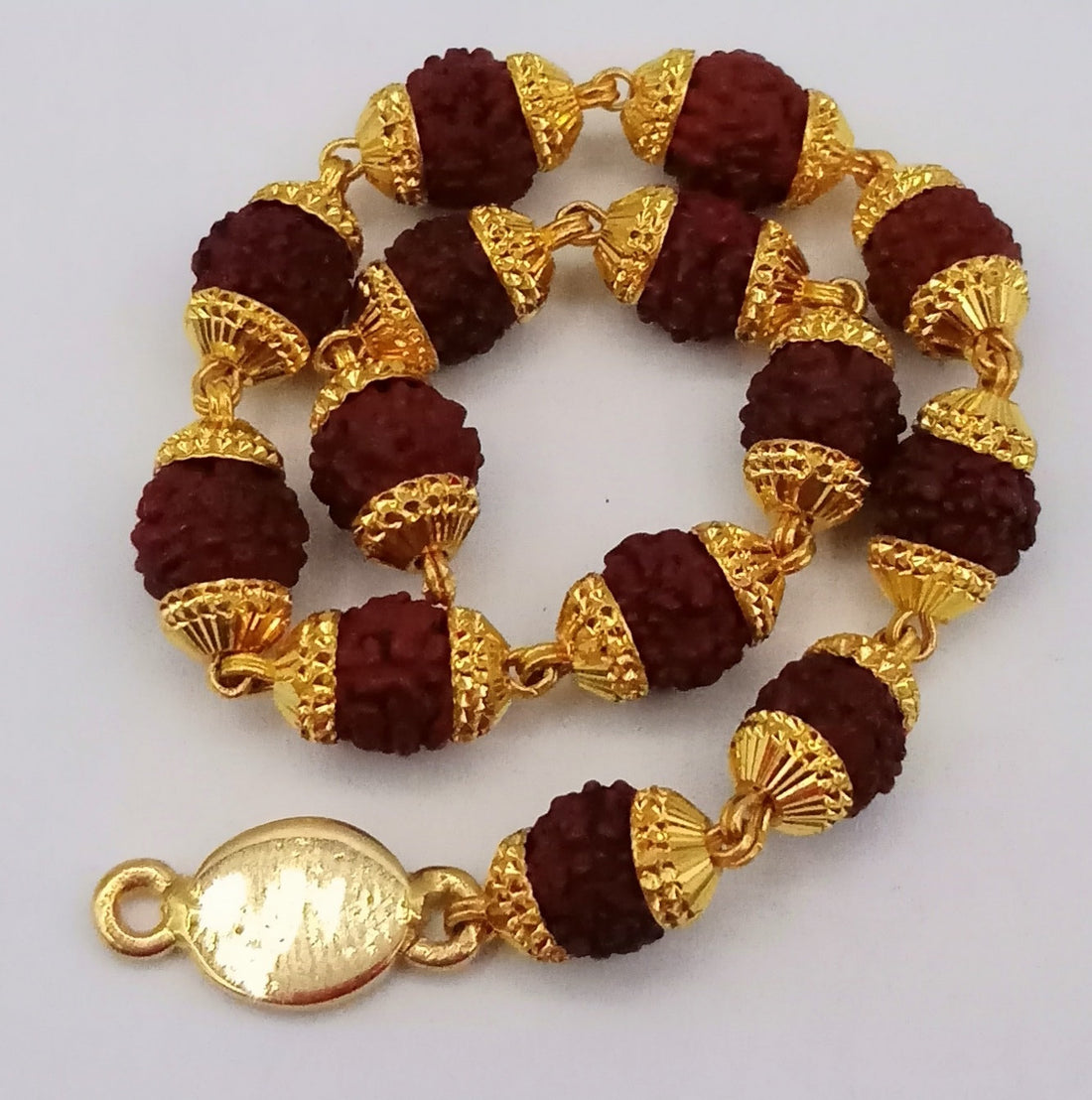 22 karat yellow gold with natural rudraksha beads handmade bracelet fabulous vintage designer 7.5",8", 8.5" 9" gifting jewelry - TRIBAL ORNAMENTS