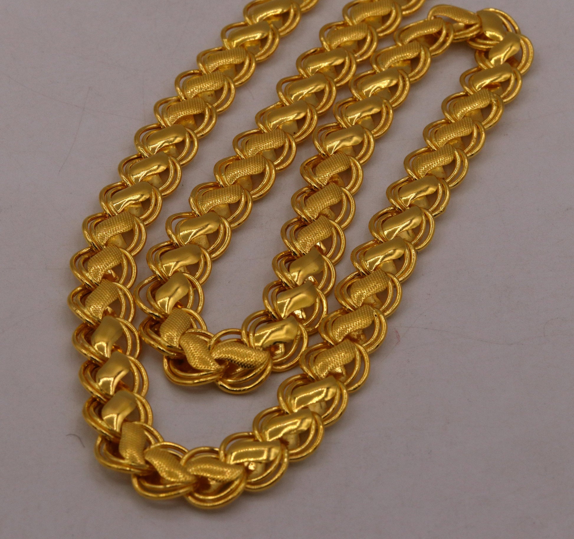 24 inches 22k yellow solid gold handmade fabulous lotus chain necklace excellent gold unisex chain ch139 - TRIBAL ORNAMENTS