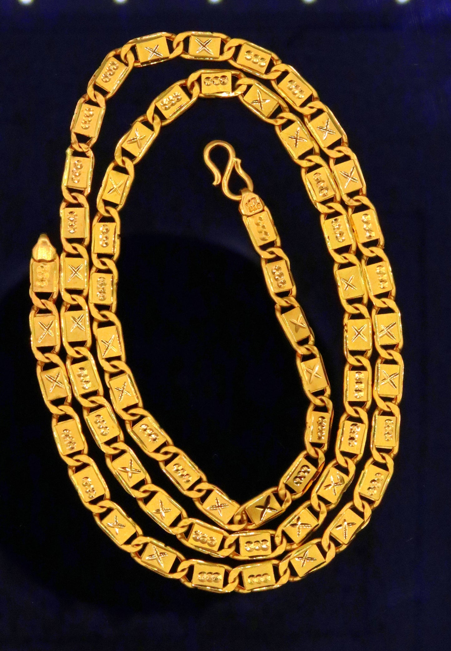 Handmade 22 karat yellow gold 5mm 23 inches solid gold nawabi chain necklace form Rajasthan India ch136 - TRIBAL ORNAMENTS