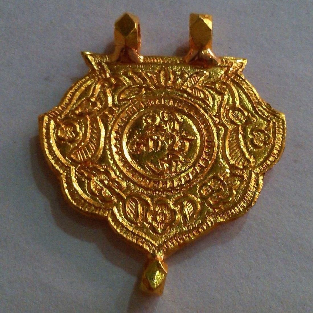 22kt yellow gold handmade fabulous tribal pendant shree nathji print pendant antique ethnic tribal jewelry from rajasthan india - TRIBAL ORNAMENTS