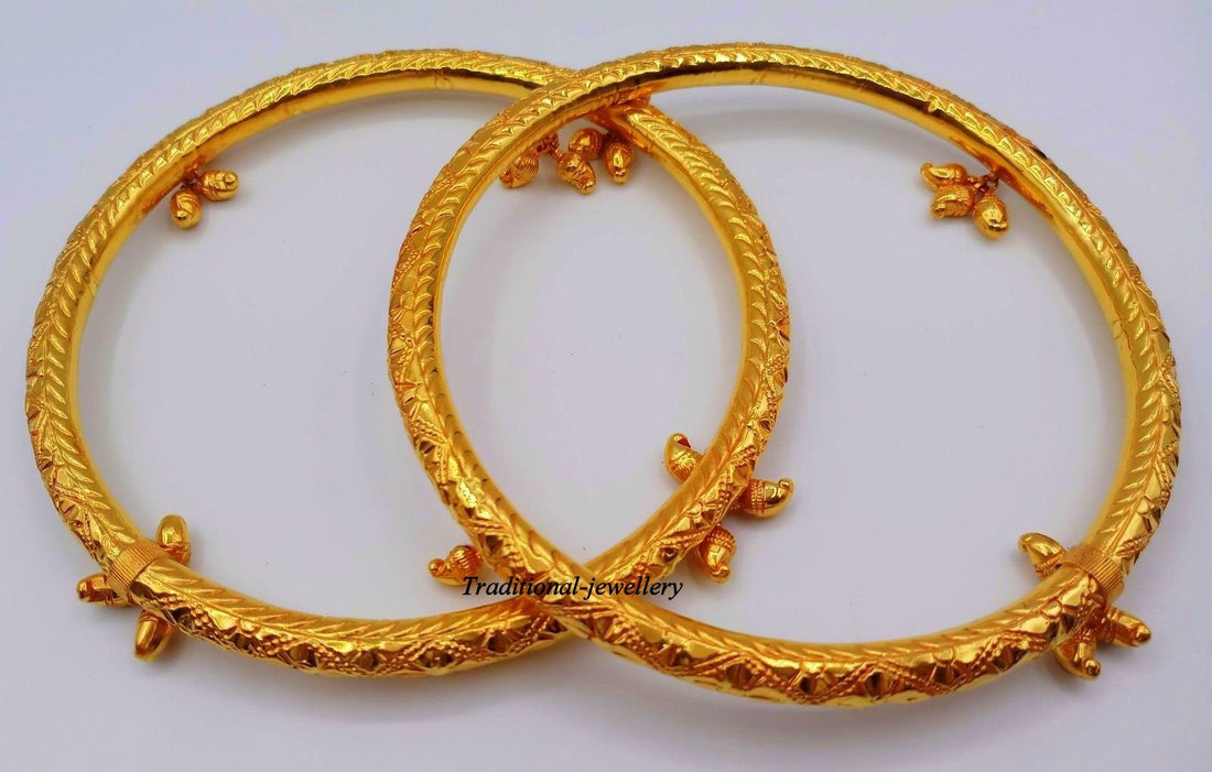 Vintage handmade antique design fabulous 22karat yellow gold foot bracelet ankle bracelet anklet pair women's tribal jewelry - TRIBAL ORNAMENTS