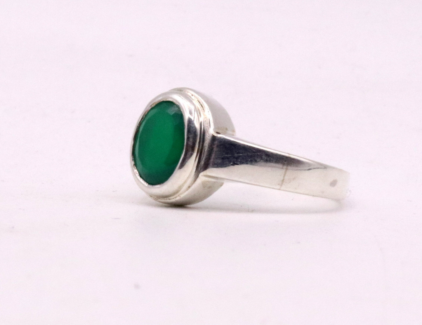 925 sterling silver handmade green onyx stone unisex ring fabulous band from rajasthan india - TRIBAL ORNAMENTS