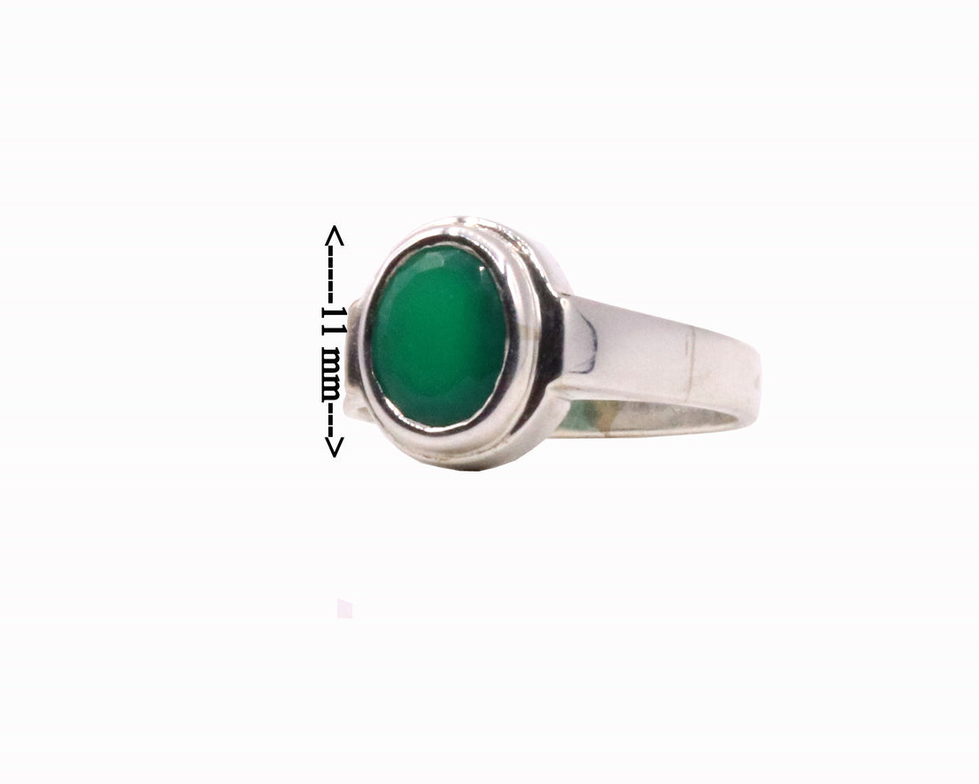 925 sterling silver handmade green onyx stone unisex ring fabulous band from rajasthan india - TRIBAL ORNAMENTS