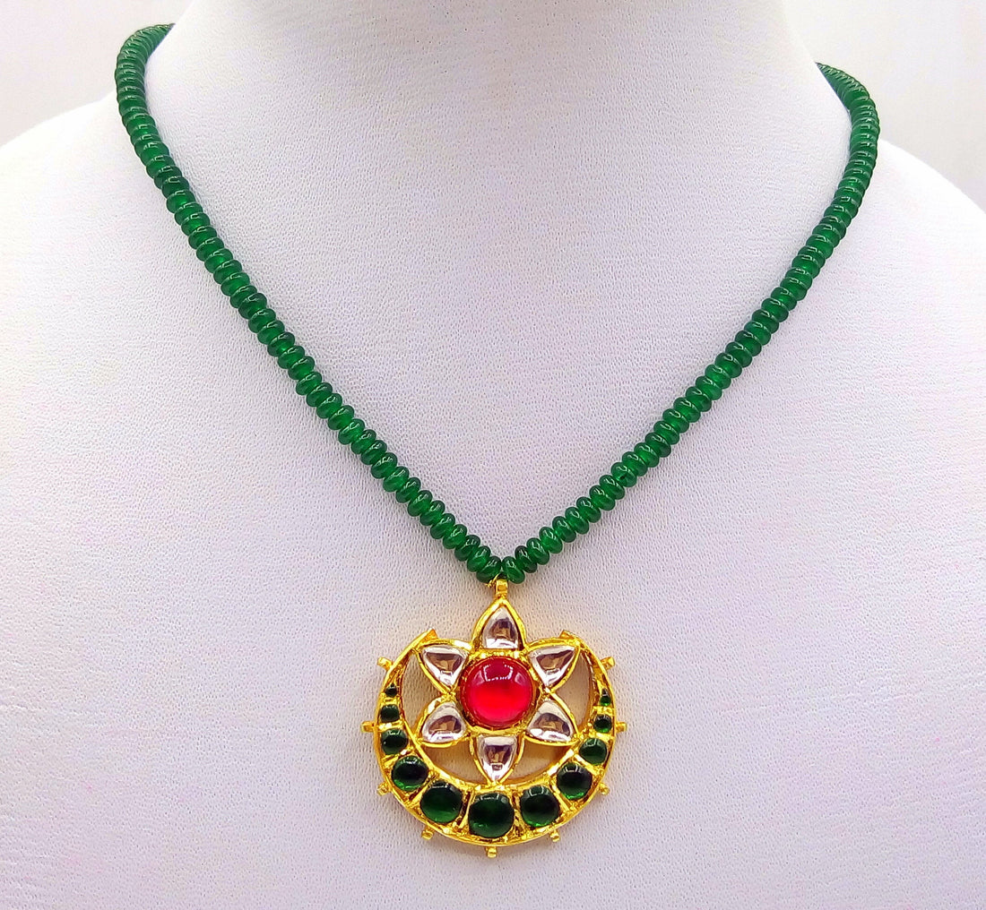 Vintage handmade 22kt yellow gold gorgeous kundan jadau pendant with fabulous color stone indian wedding pendant women's jewelry - TRIBAL ORNAMENTS