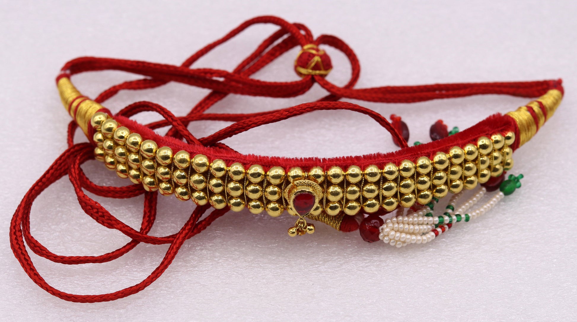Traditional design handmade 22karat yellow gold beads or ball tribal necklace bajanti wedding jewelry from rajasthan india - TRIBAL ORNAMENTS