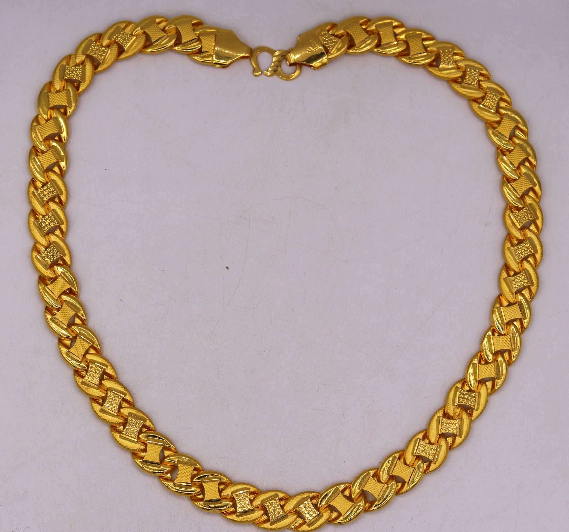 20 inches 22k yellow gold handmade fabulous hollow Link chain necklace excellent gifting jewelry unisex chain ch170 - TRIBAL ORNAMENTS
