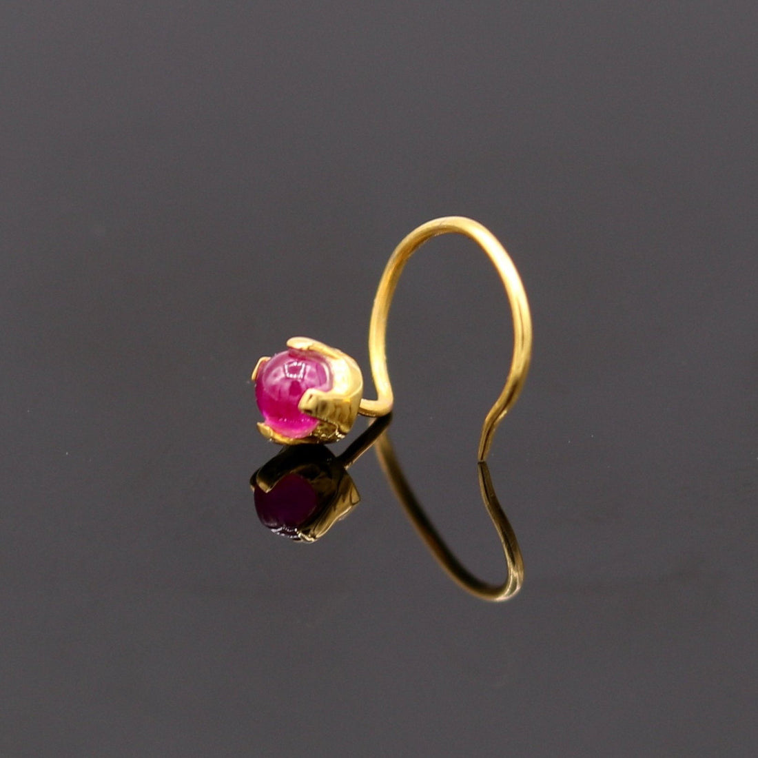 Gorgeous single pink onyx stone 22 karat gold handmade fabulous nose pin women's jewelry - TRIBAL ORNAMENTS